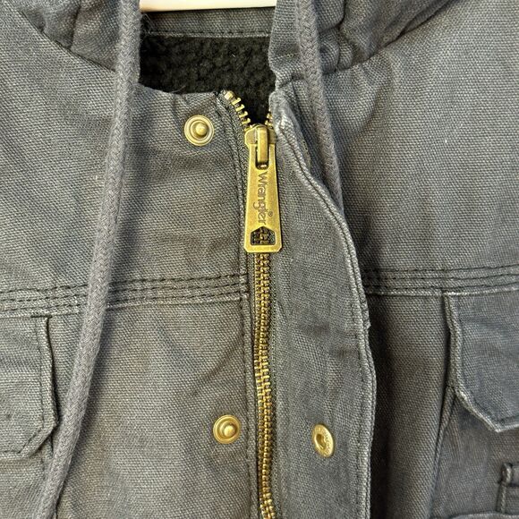 Wrangler Workwear Fur Lined Canvas Work Jacket Men’s 2X 50-52 Black Outerwear - Picture 11 of 16